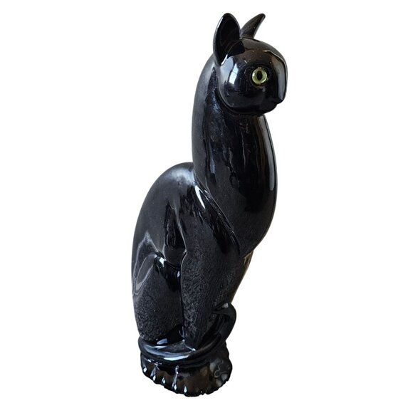 Royal Haeger Winking Cat Black Glaze Statue 20 1/2